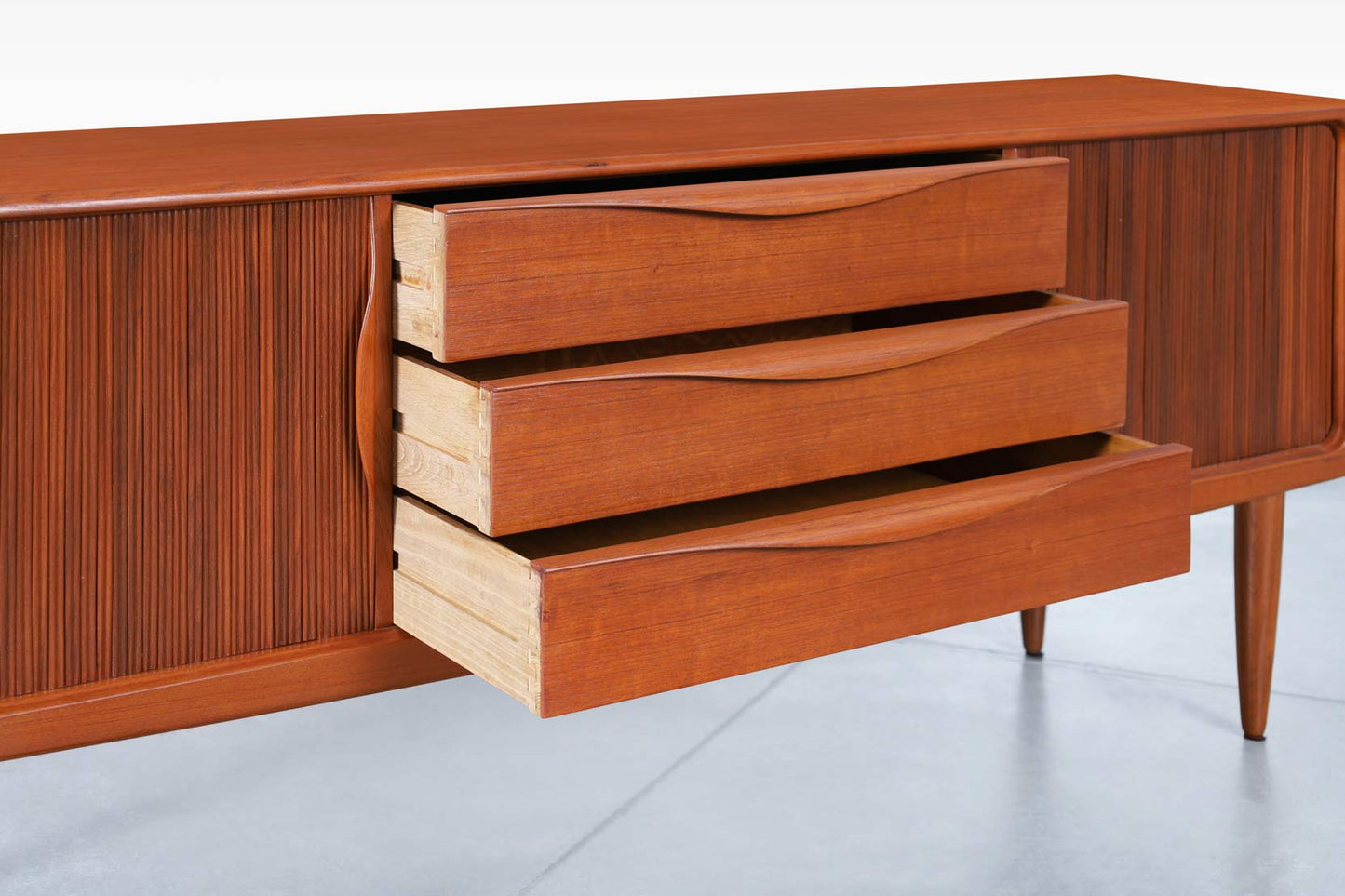 Danish Modern Teak Tambour Door Credenza