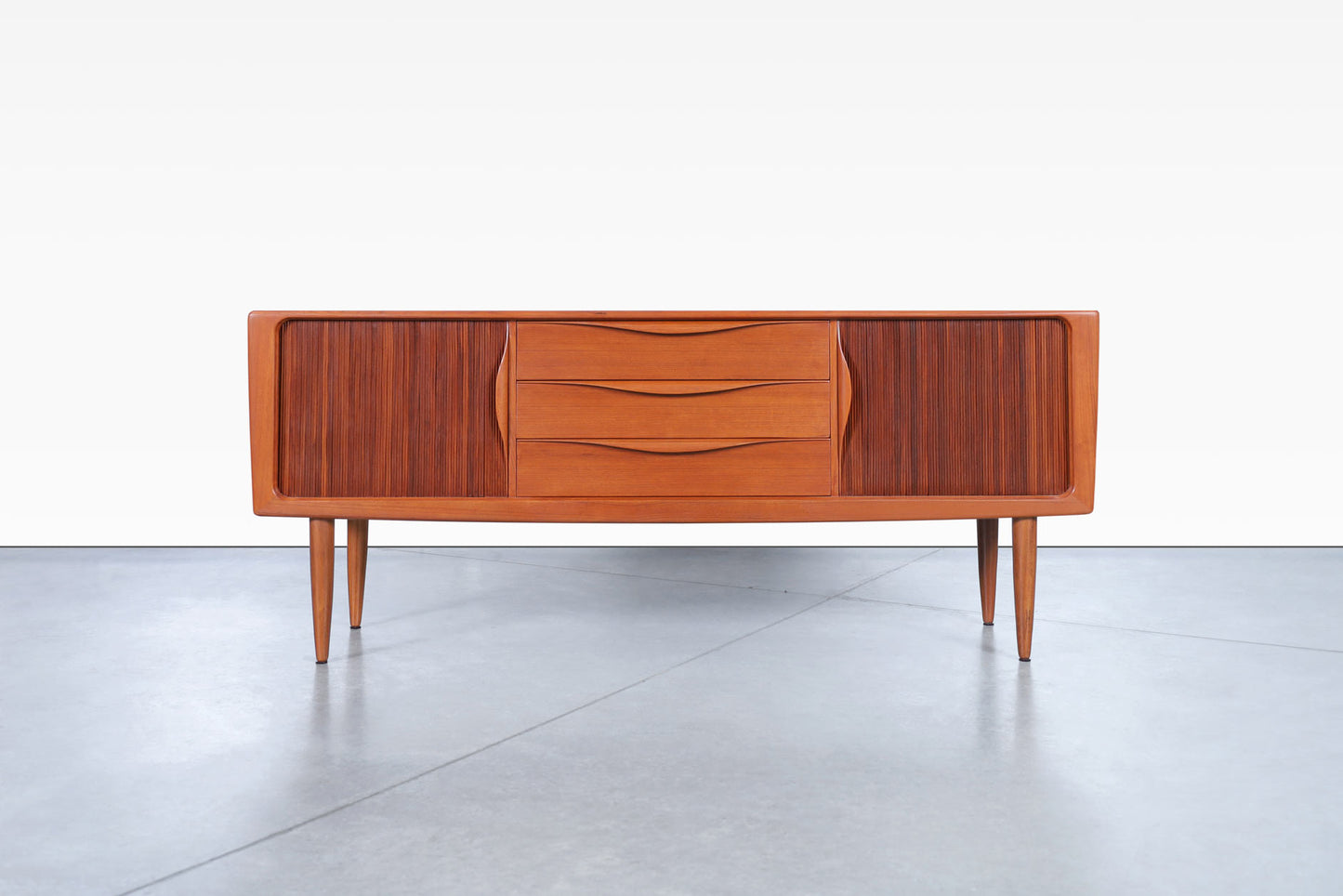 Danish Modern Teak Tambour Door Credenza