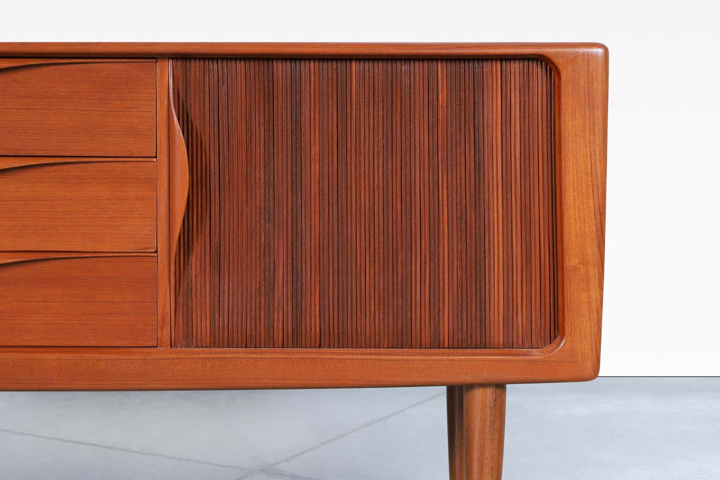 Danish Modern Teak Tambour Door Credenza