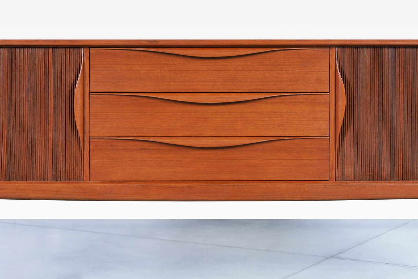 Danish Modern Teak Tambour Door Credenza