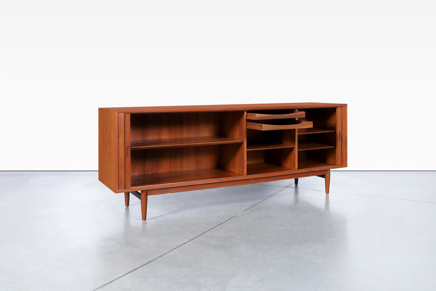Danish Modern Teak Tambour Door Credenza by Arne Vodder