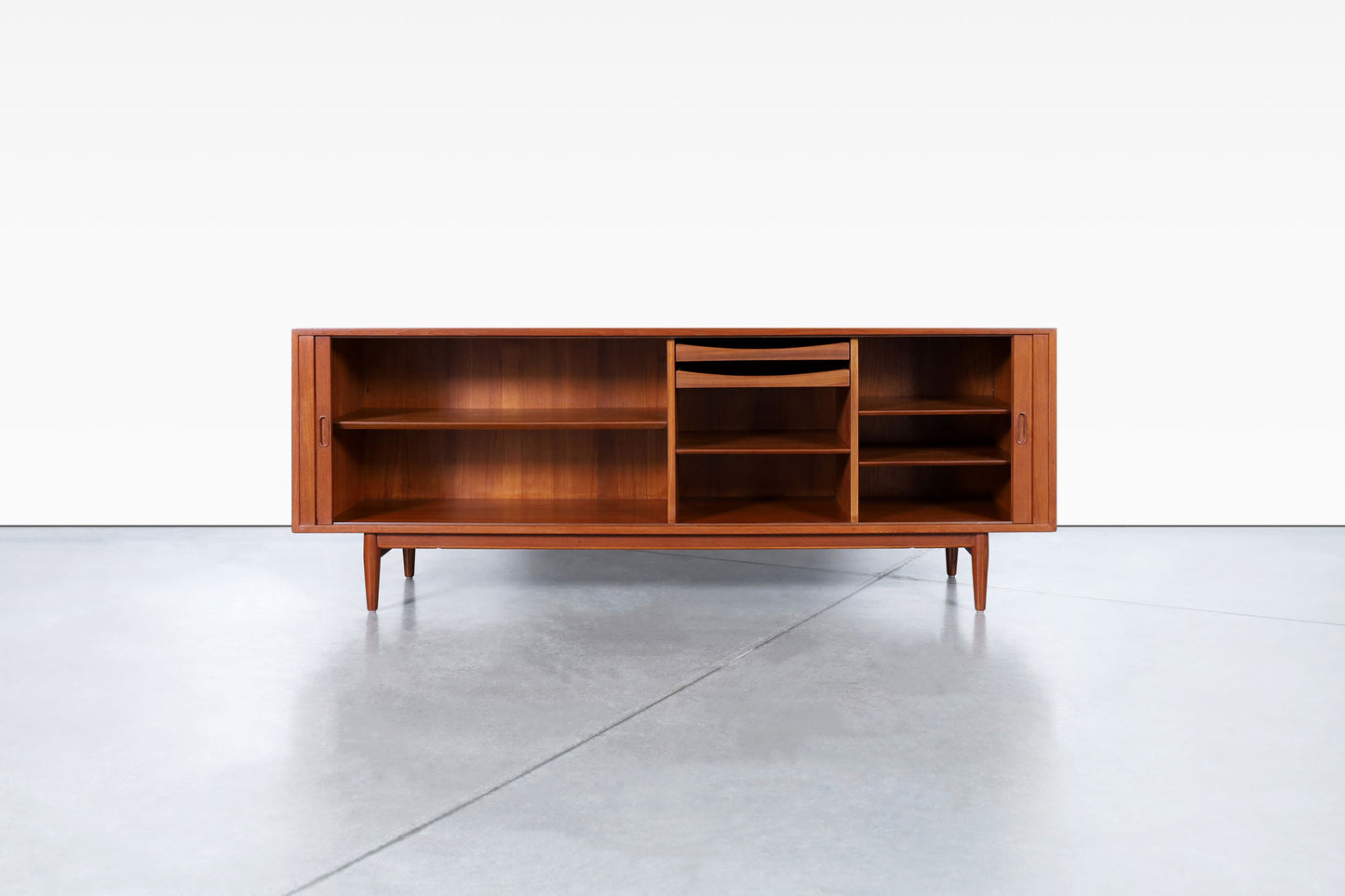 Danish Modern Teak Tambour Door Credenza by Arne Vodder