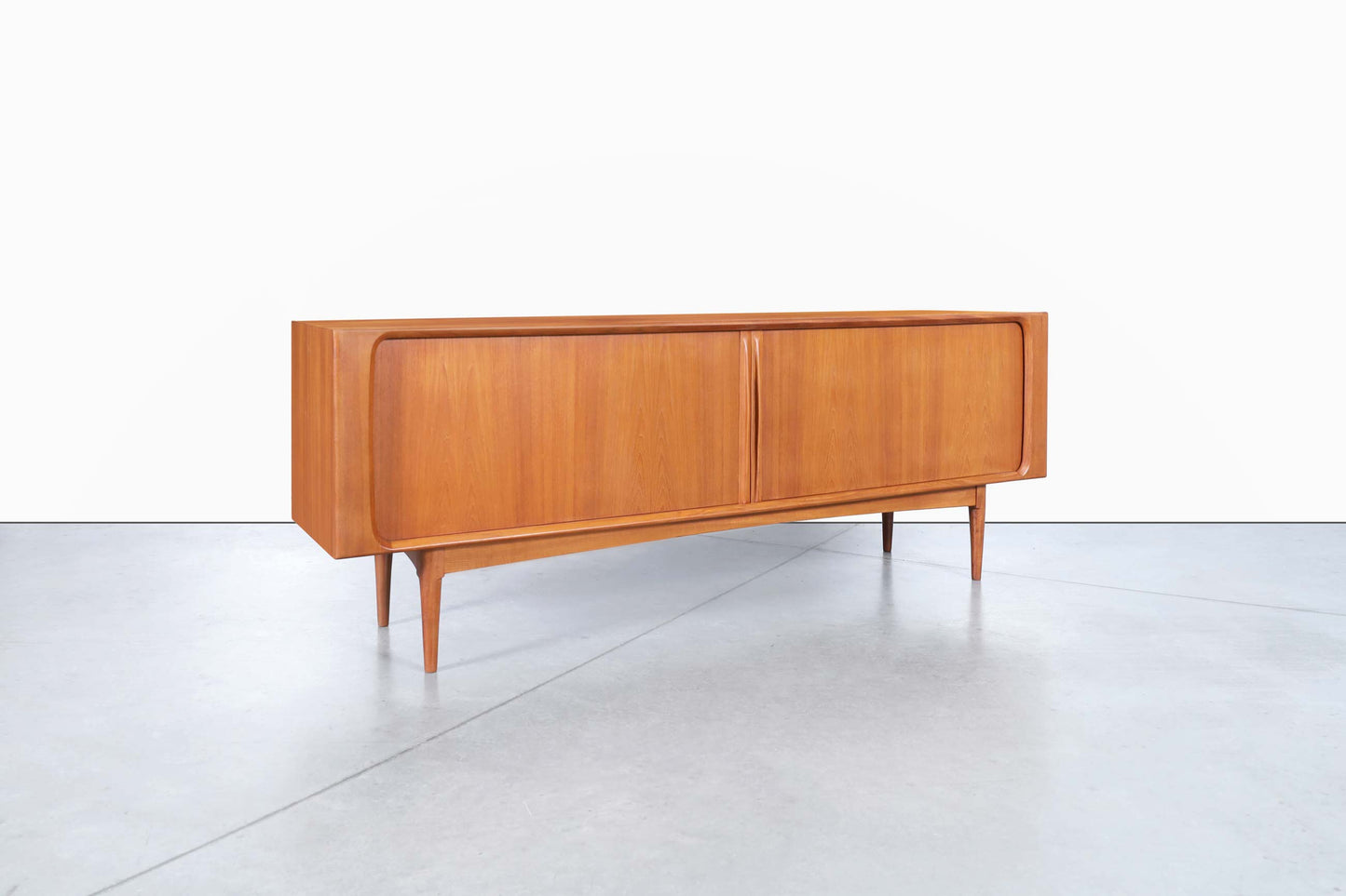 Danish Modern Teak Tambour Door Credenza by Bernhard Pedersen & Son