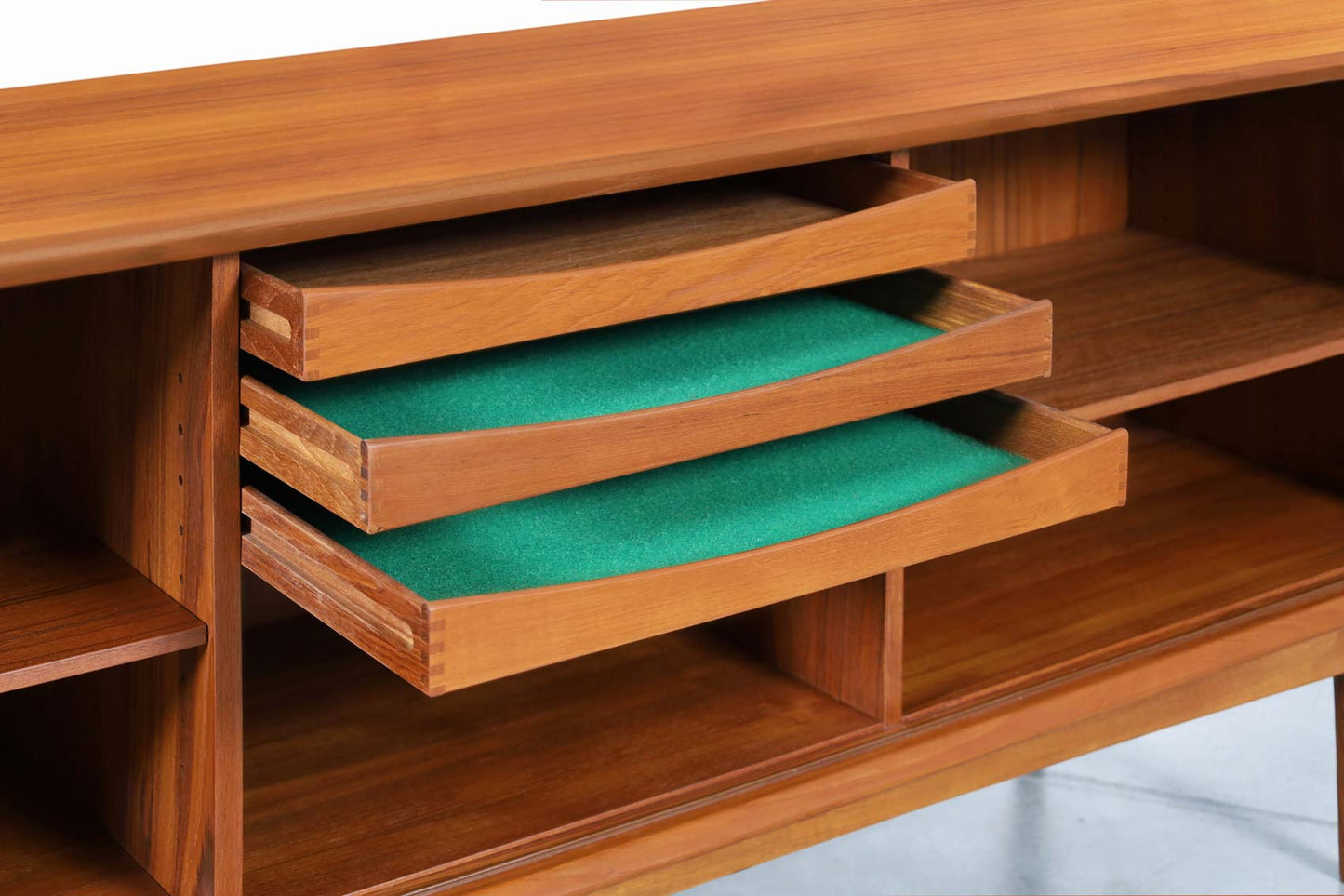 Danish Modern Teak Tambour Door Credenza by Bernhard Pedersen & Son