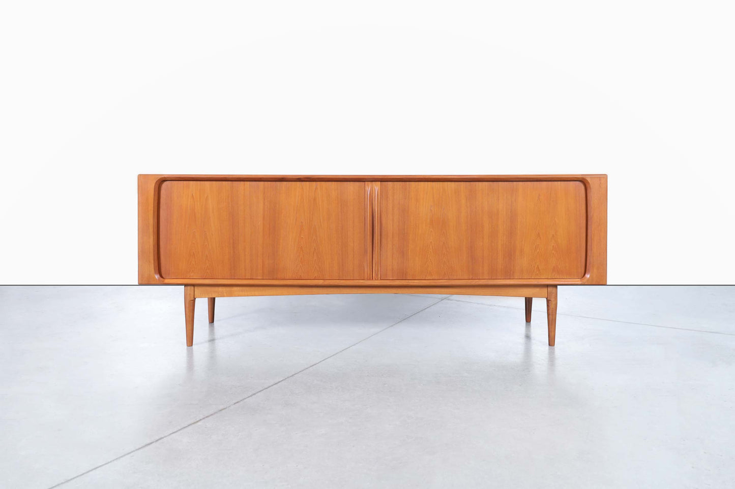 Danish Modern Teak Tambour Door Credenza by Bernhard Pedersen & Son
