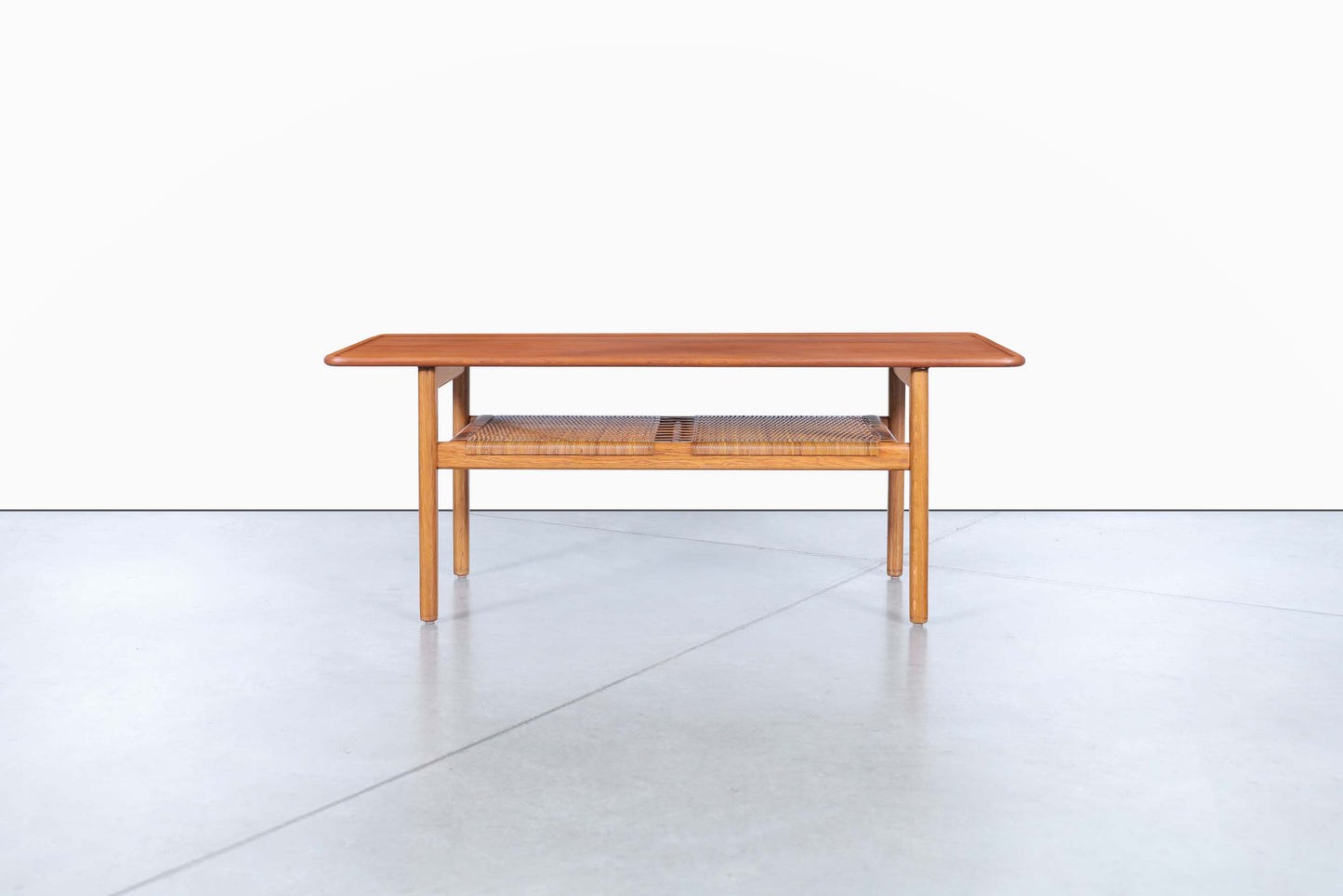 Danish Teak and Cane Coffee Table by Hans J. Wegner for Andreas Tuck