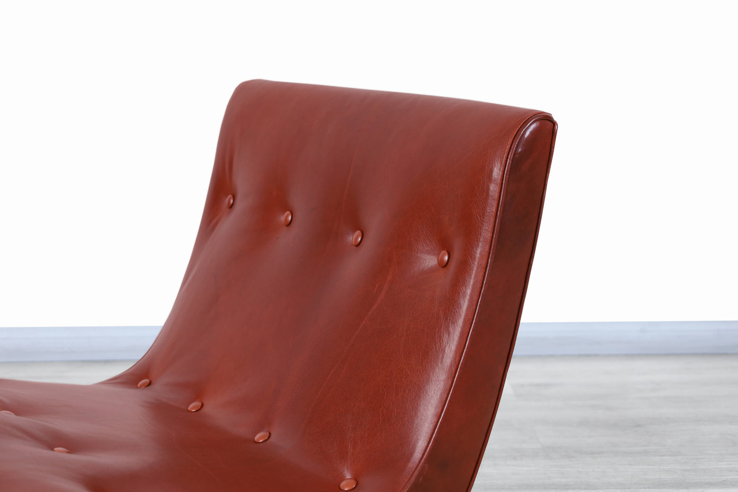 Early Leather and Iron "Scoop" Lounge Chairs by Milo Baughman
