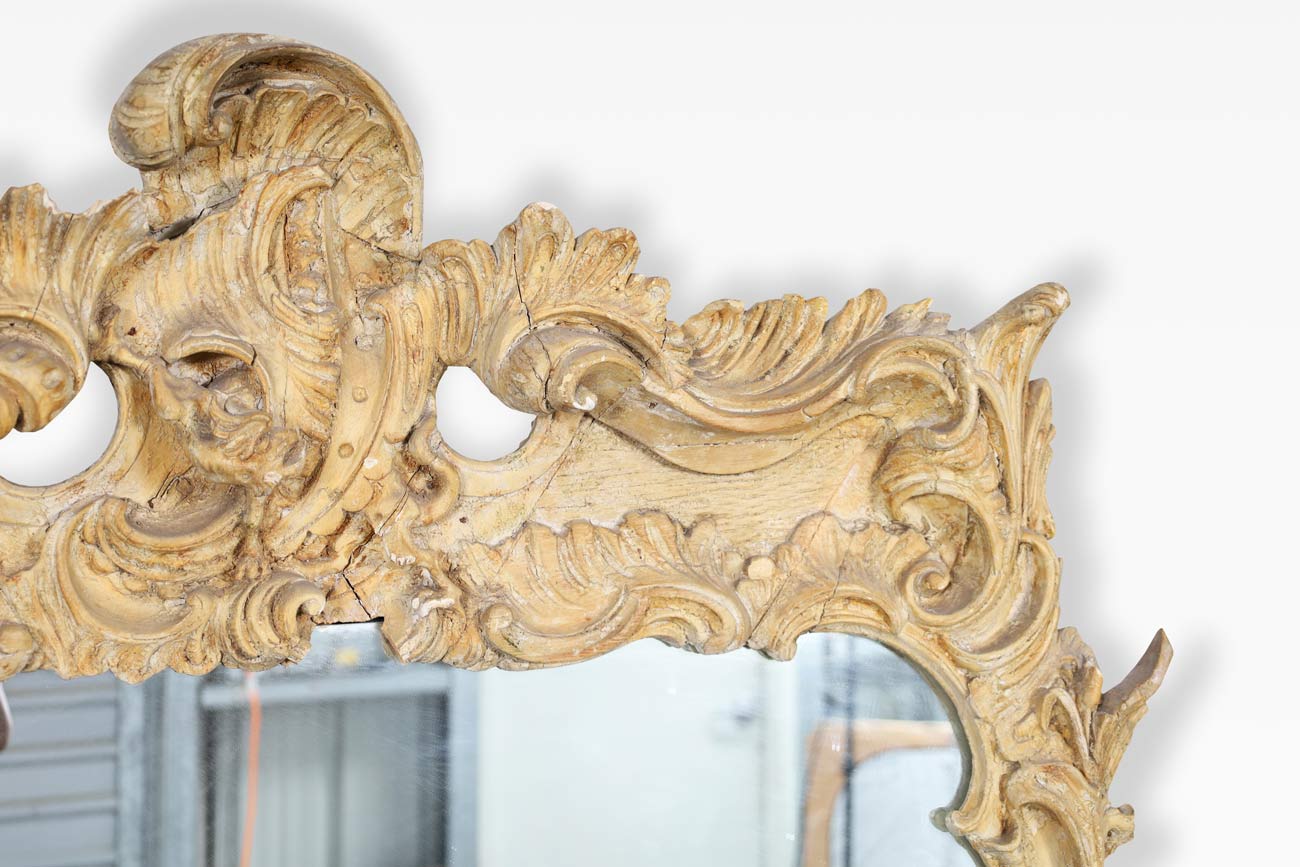 French Louis XV Carved Wood Mirror
