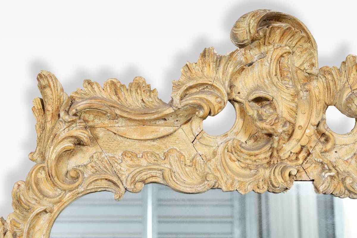 French Louis XV Carved Wood Mirror