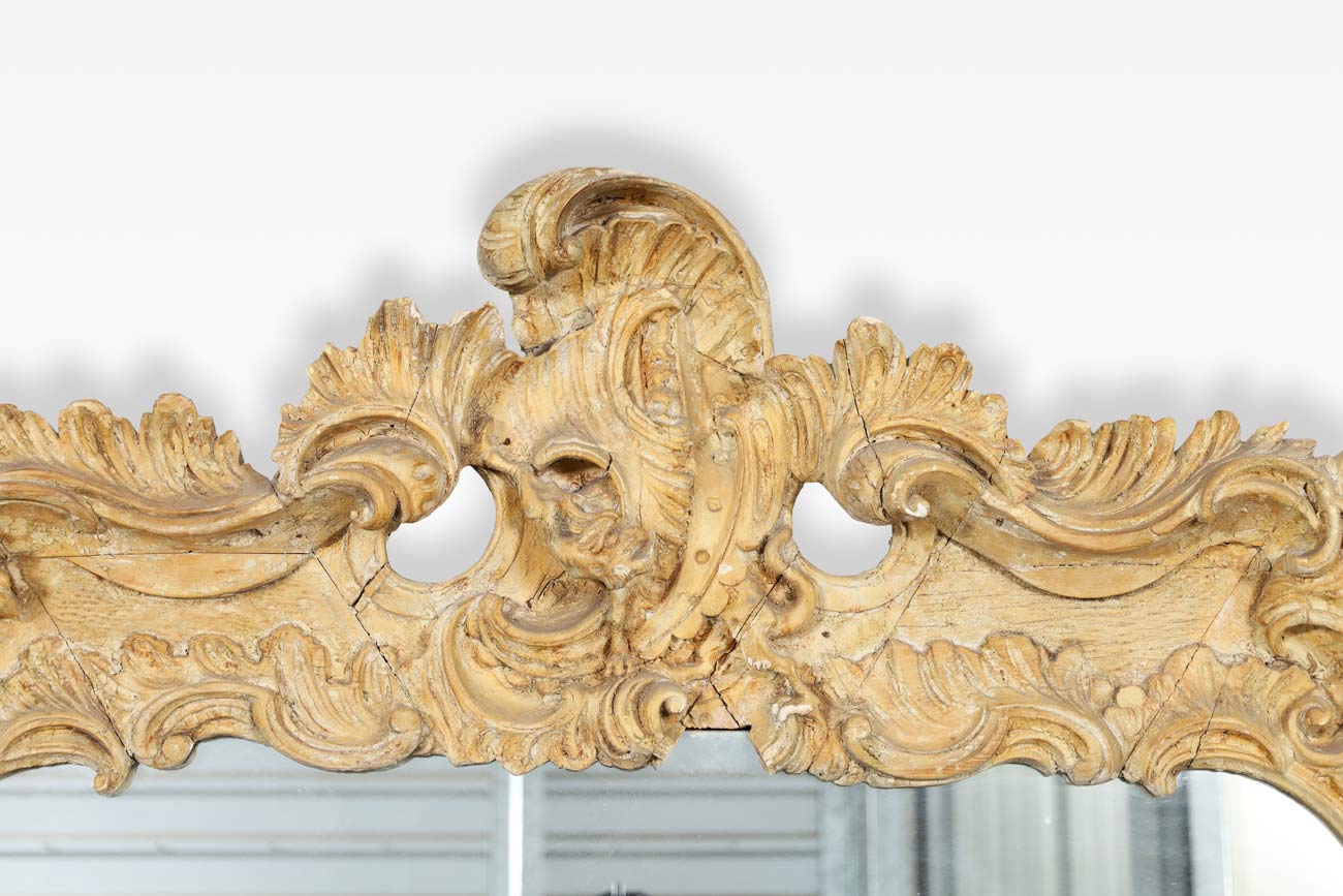 French Louis XV Carved Wood Mirror