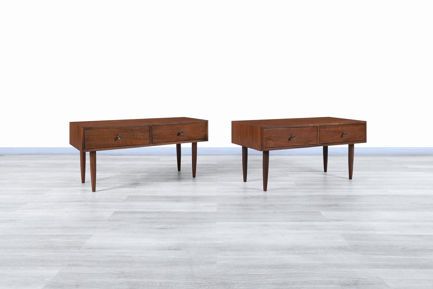Glenn of California Walnut Nightstands by Milo Baughman