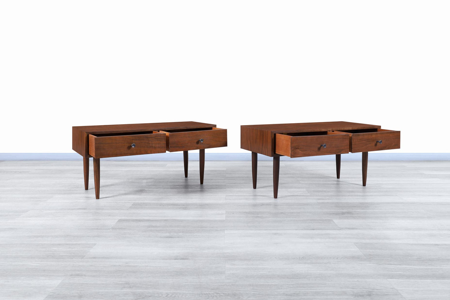 Glenn of California Walnut Nightstands by Milo Baughman