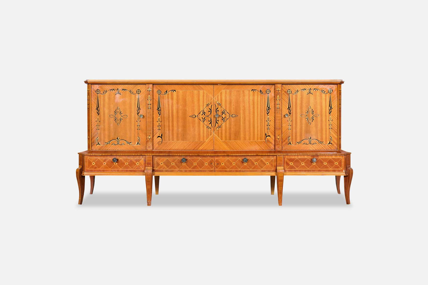Romanian Art Deco Sideboard with Exotic Wood Inlay