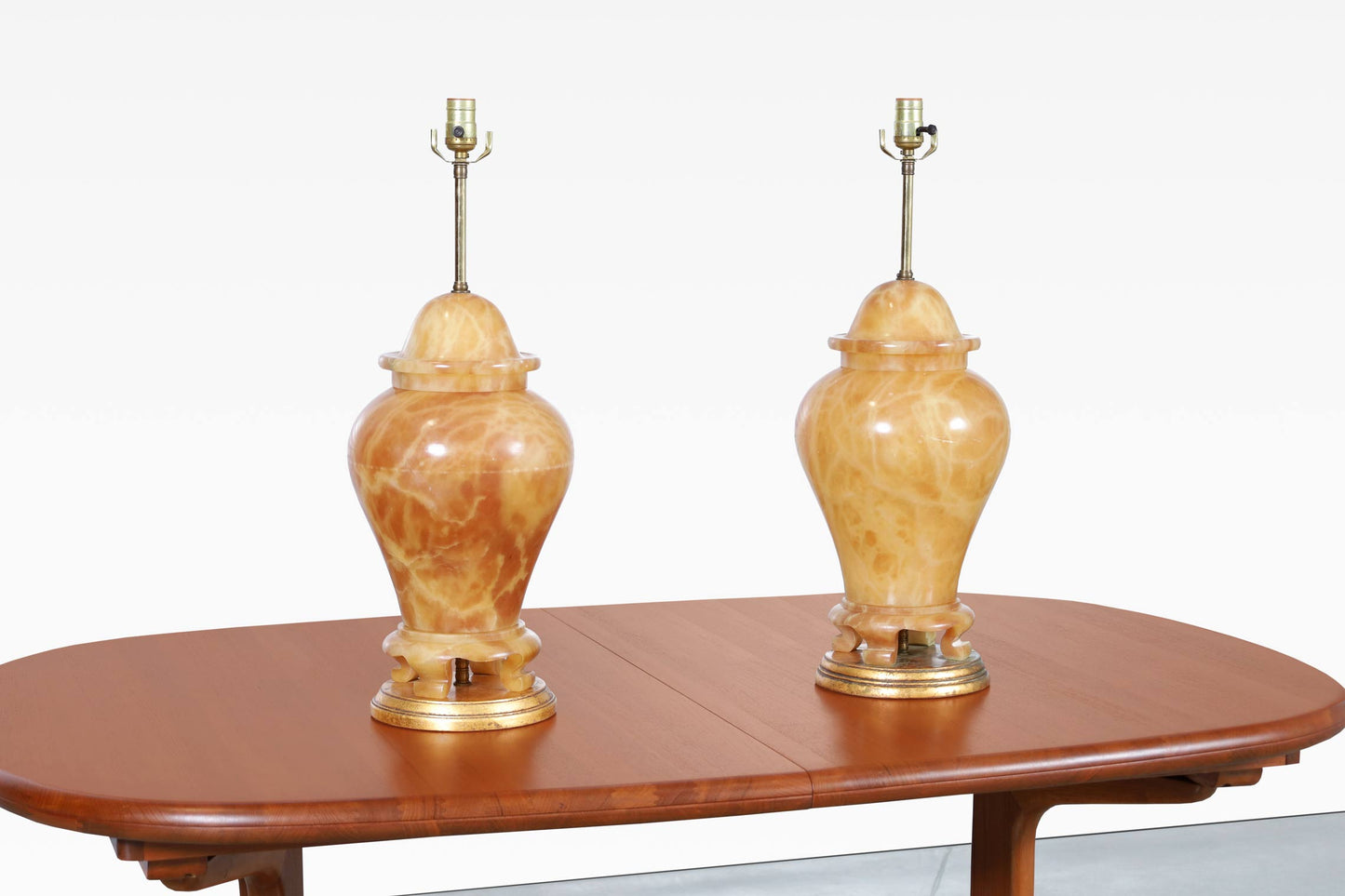 Italian Alabaster Ginger Jar Table Lamps