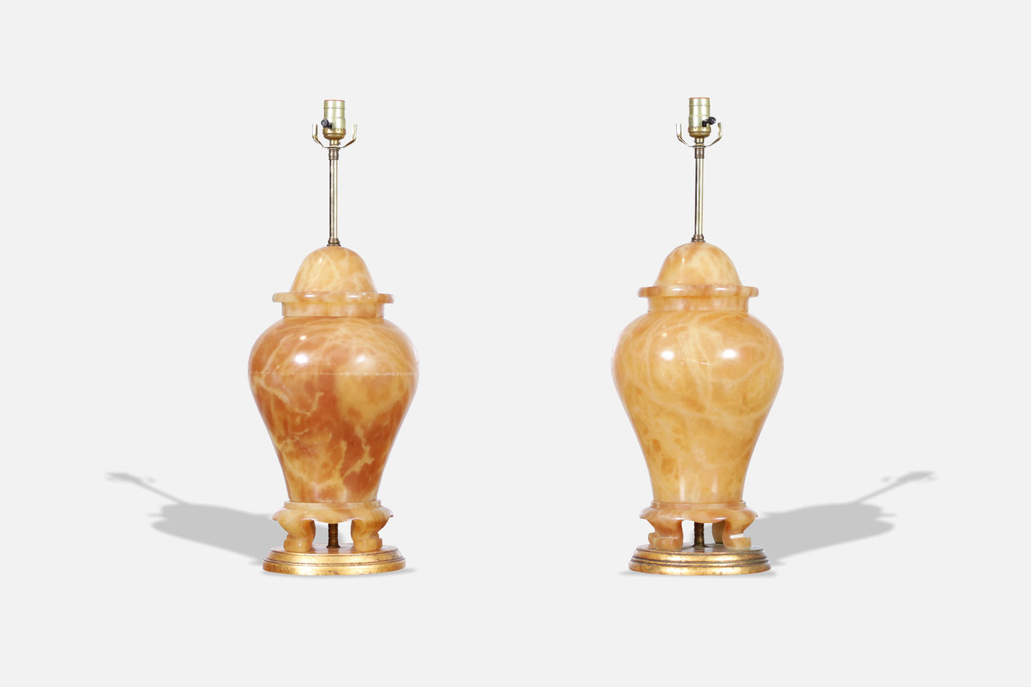 Italian Alabaster Ginger Jar Table Lamps