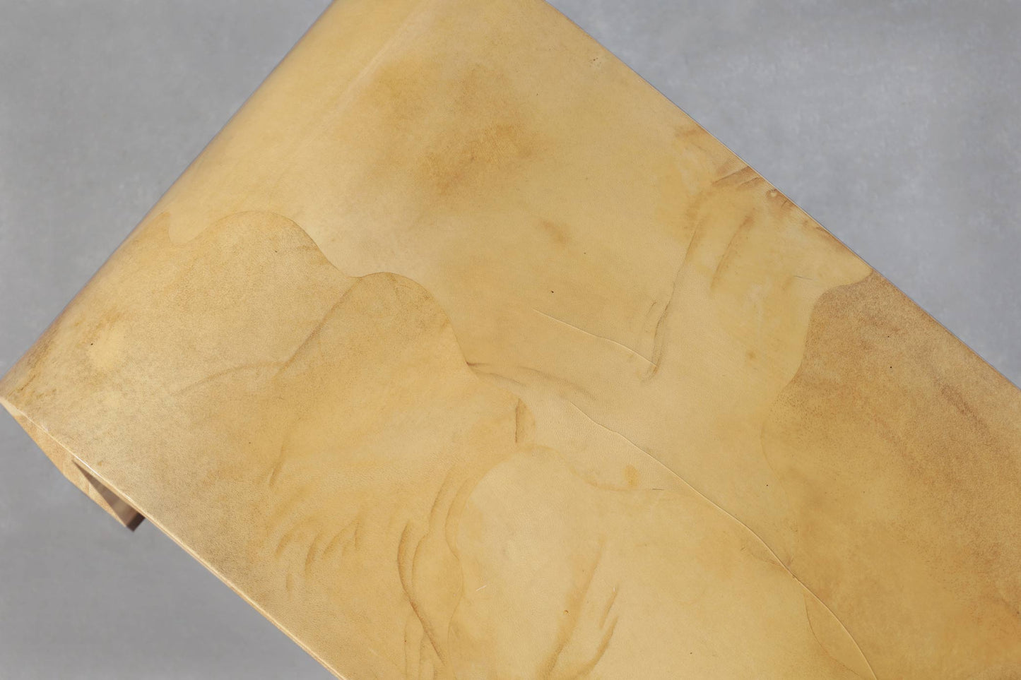 Italian Goatskin Parchment “Waterfall” Console Table Attributed to Aldo Tura