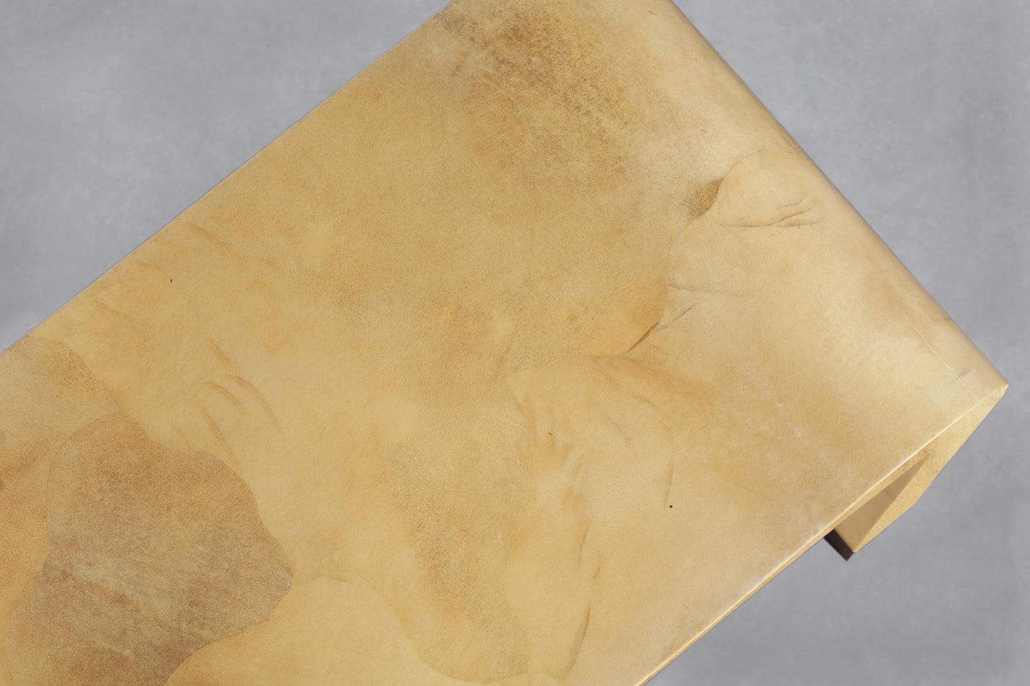 Italian Goatskin Parchment “Waterfall” Console Table Attributed to Aldo Tura