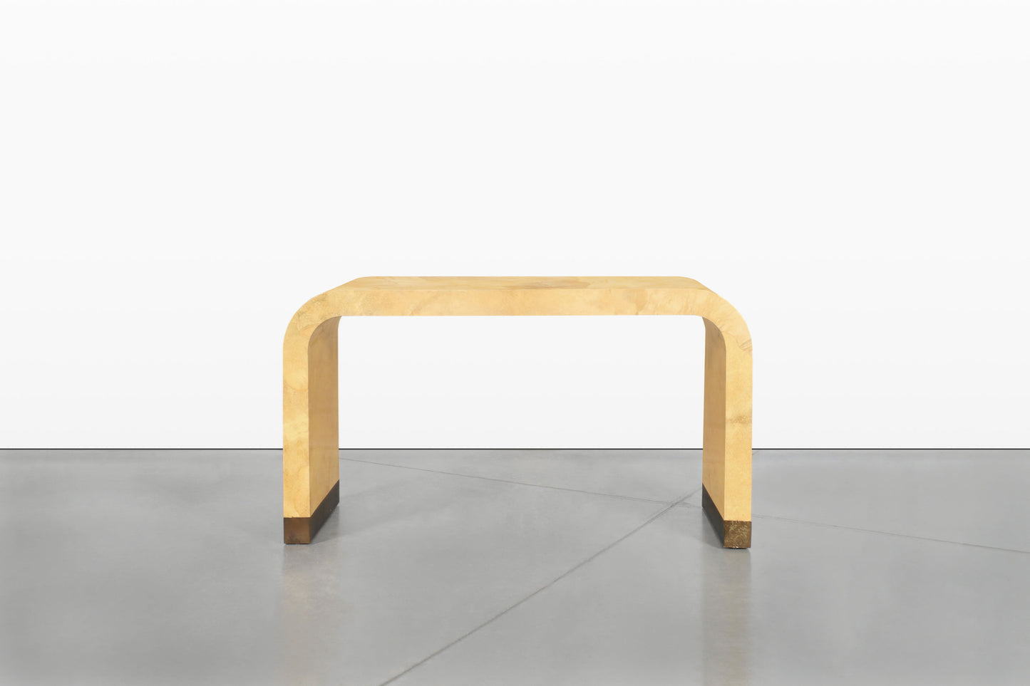 Italian Goatskin Parchment “Waterfall” Console Table Attributed to Aldo Tura