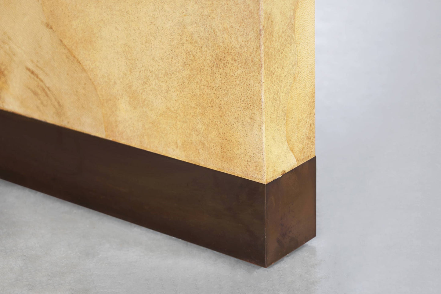 Italian Goatskin Parchment “Waterfall” Console Table Attributed to Aldo Tura
