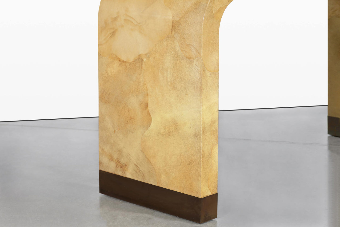 Italian Goatskin Parchment “Waterfall” Console Table Attributed to Aldo Tura