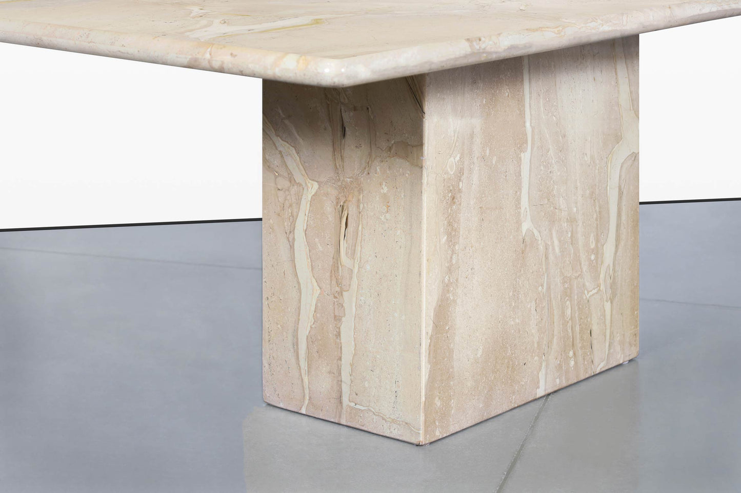 Italian Modern Breccia Oniciata Marble Dining Table with Bullnose Edge