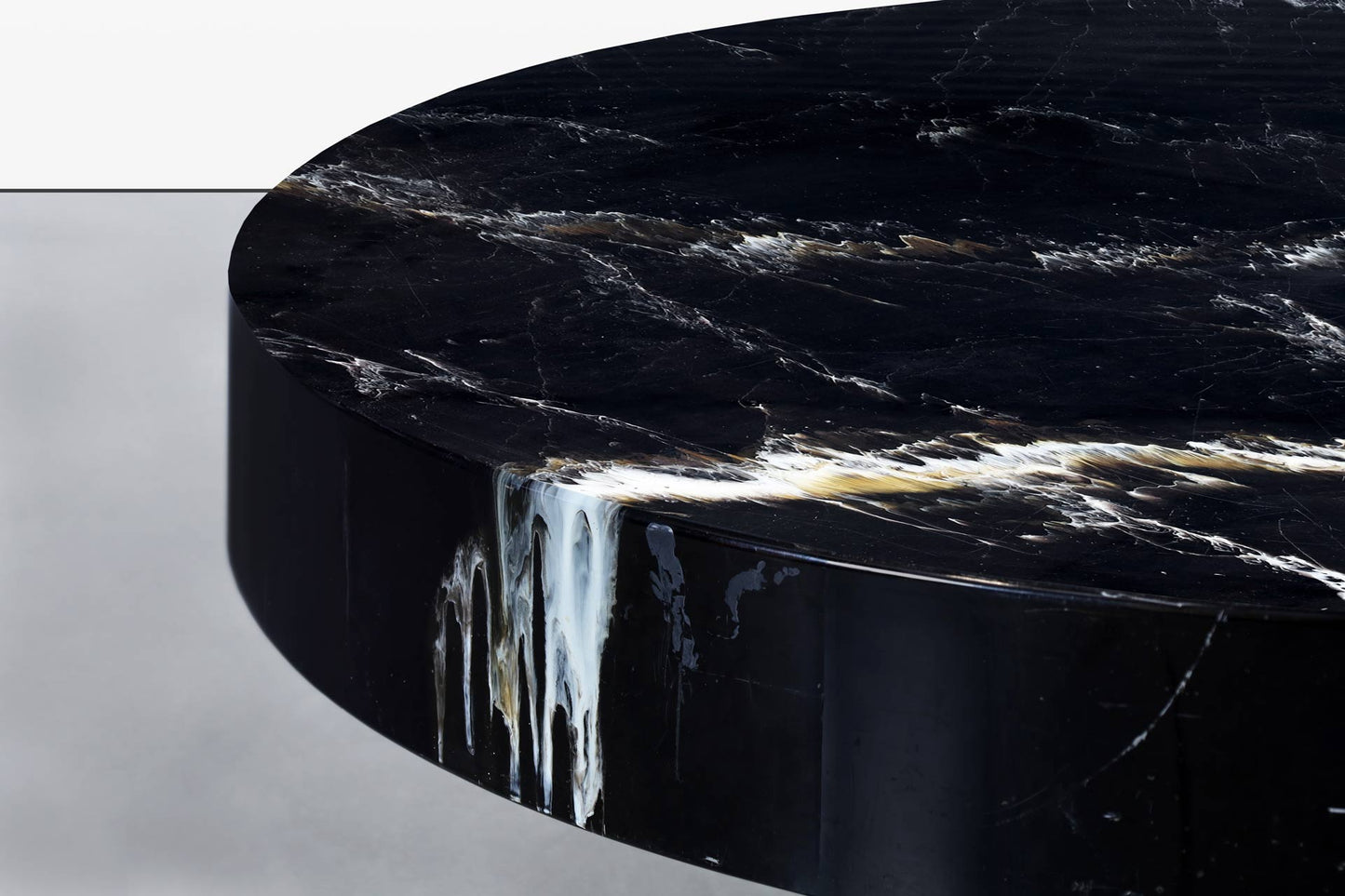 Italian Modern Round Faux Marble and Steel Coffee Table by Willy Rizzo
