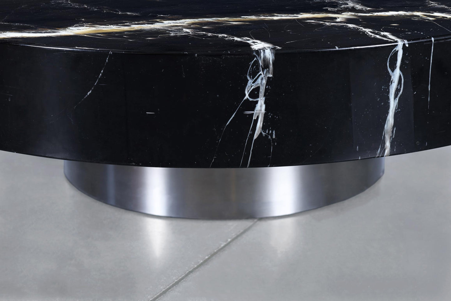 Italian Modern Round Faux Marble and Steel Coffee Table by Willy Rizzo