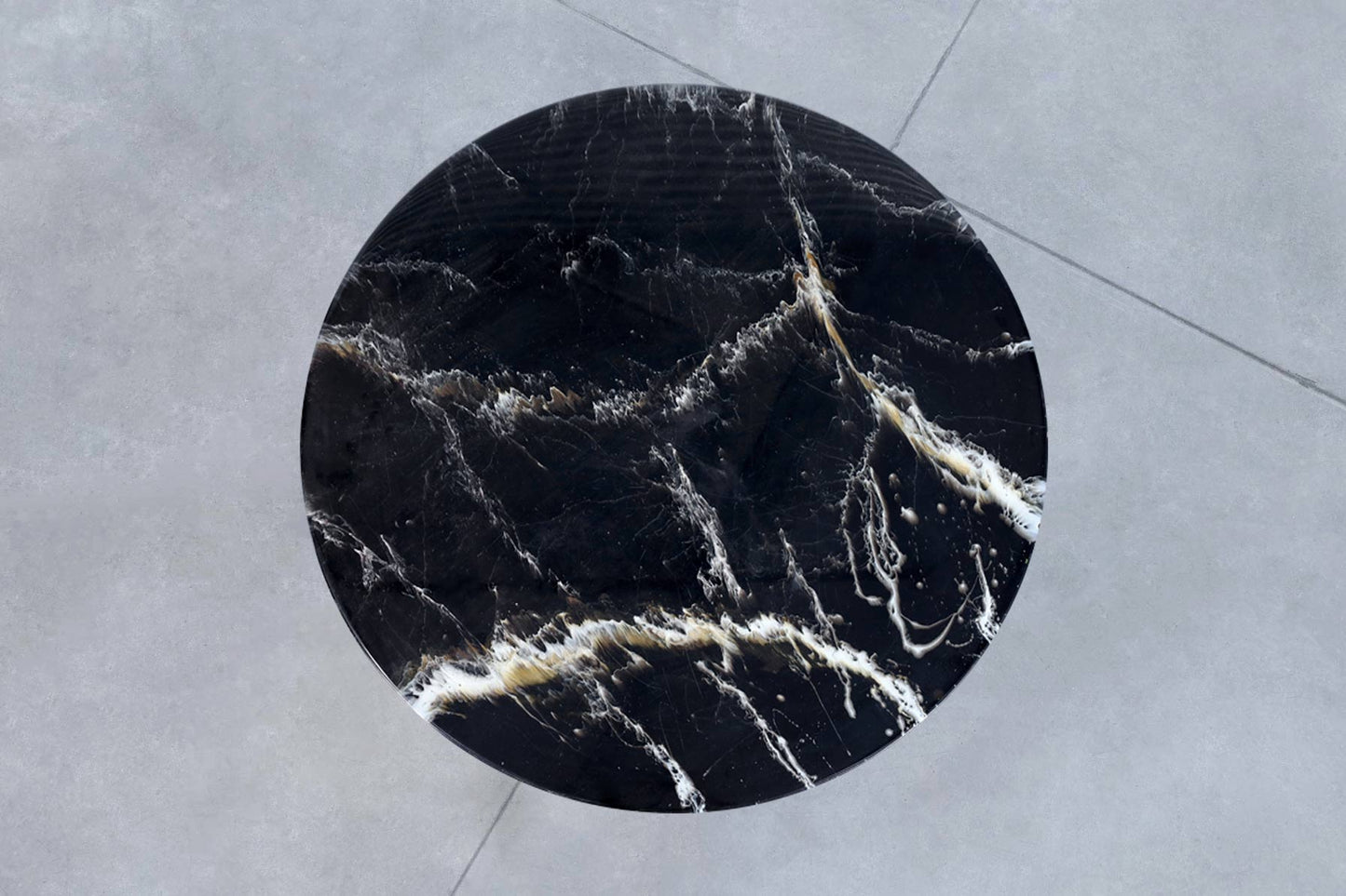 Italian Modern Round Faux Marble and Steel Coffee Table by Willy Rizzo