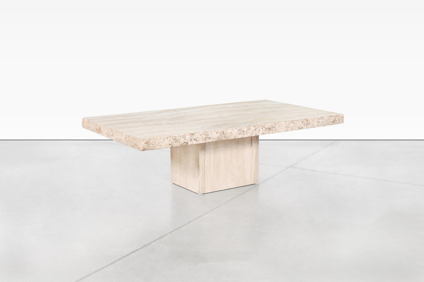 Italian Modernist Live Edge Travertine Coffee Table by Stone International