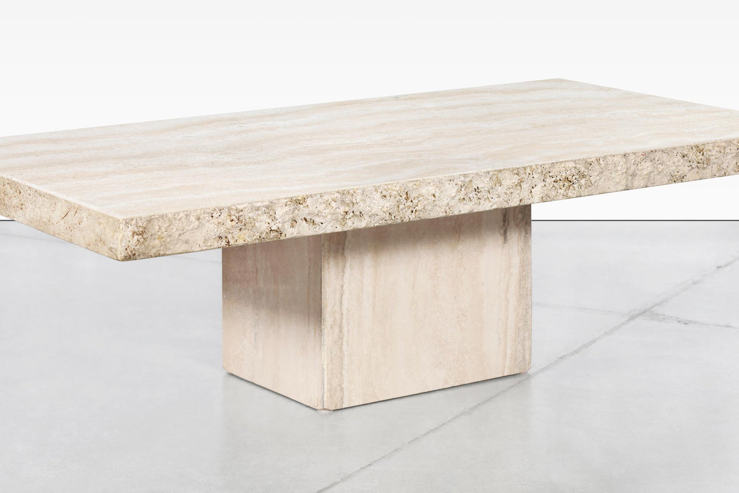 Italian Modernist Live Edge Travertine Coffee Table by Stone International
