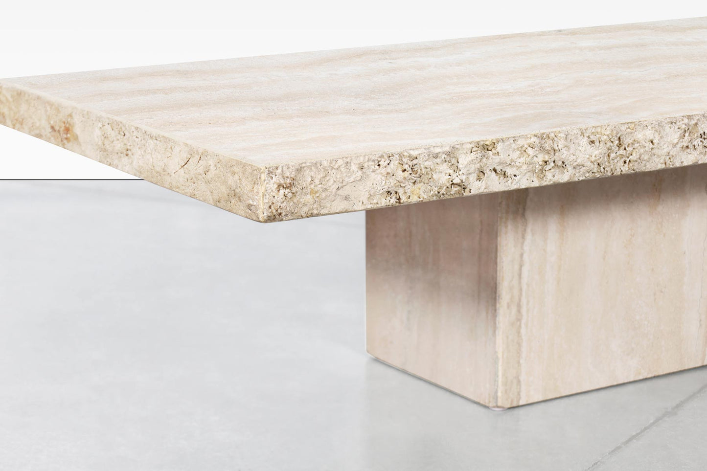 Italian Modernist Live Edge Travertine Coffee Table by Stone International