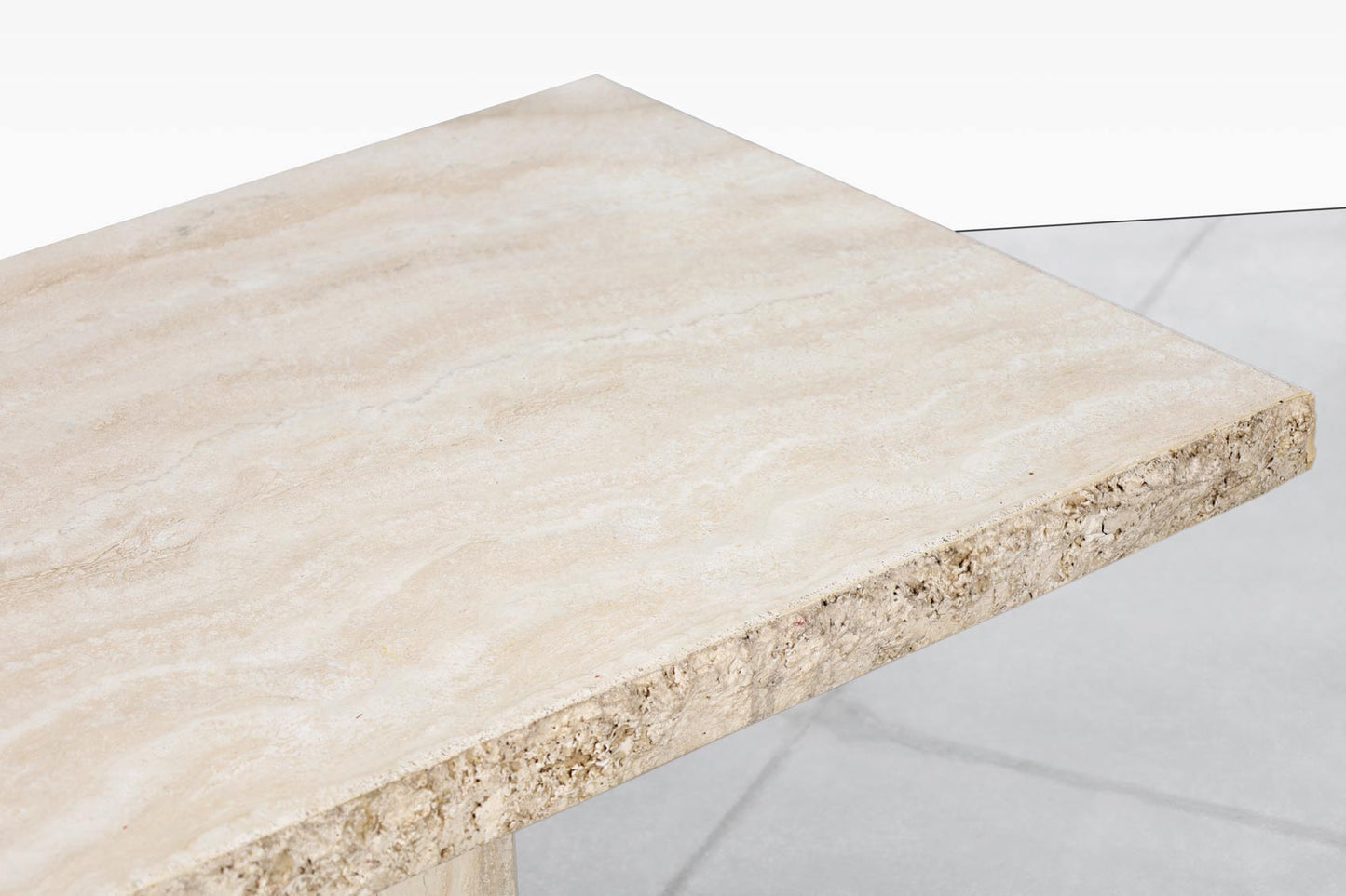 Italian Modernist Live Edge Travertine Coffee Table by Stone International