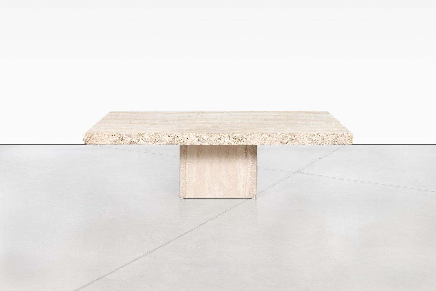 Italian Modernist Live Edge Travertine Coffee Table by Stone International