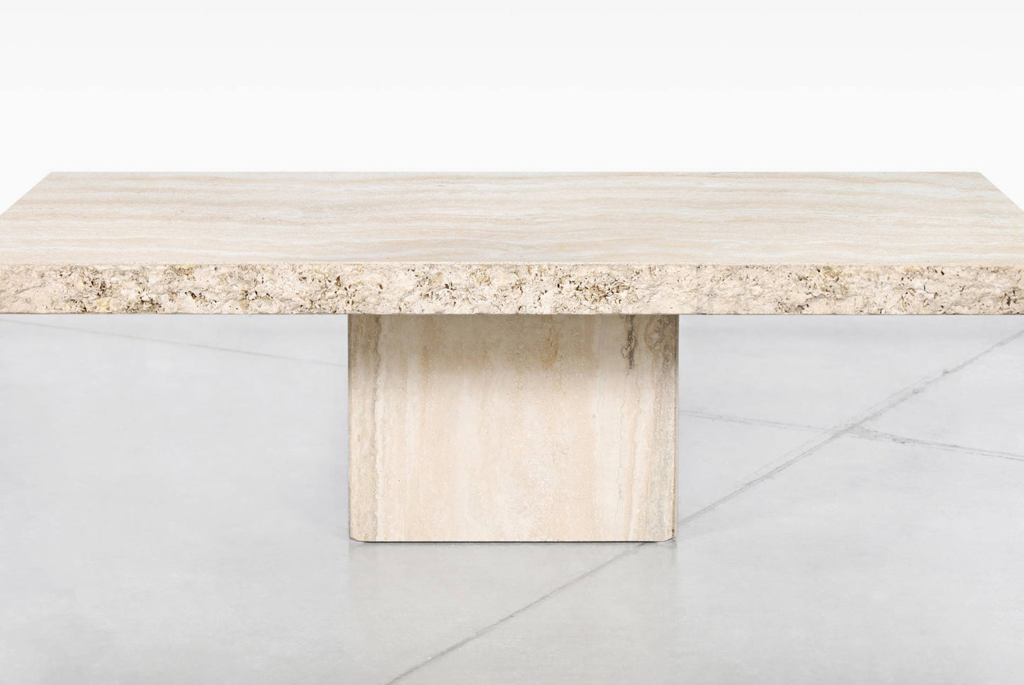 Italian Modernist Live Edge Travertine Coffee Table by Stone International