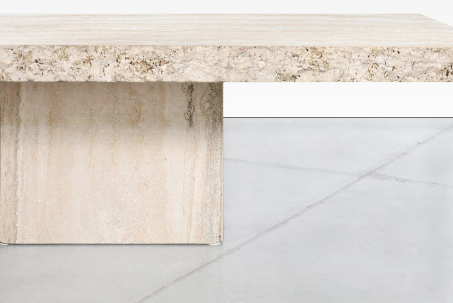 Italian Modernist Live Edge Travertine Coffee Table by Stone International