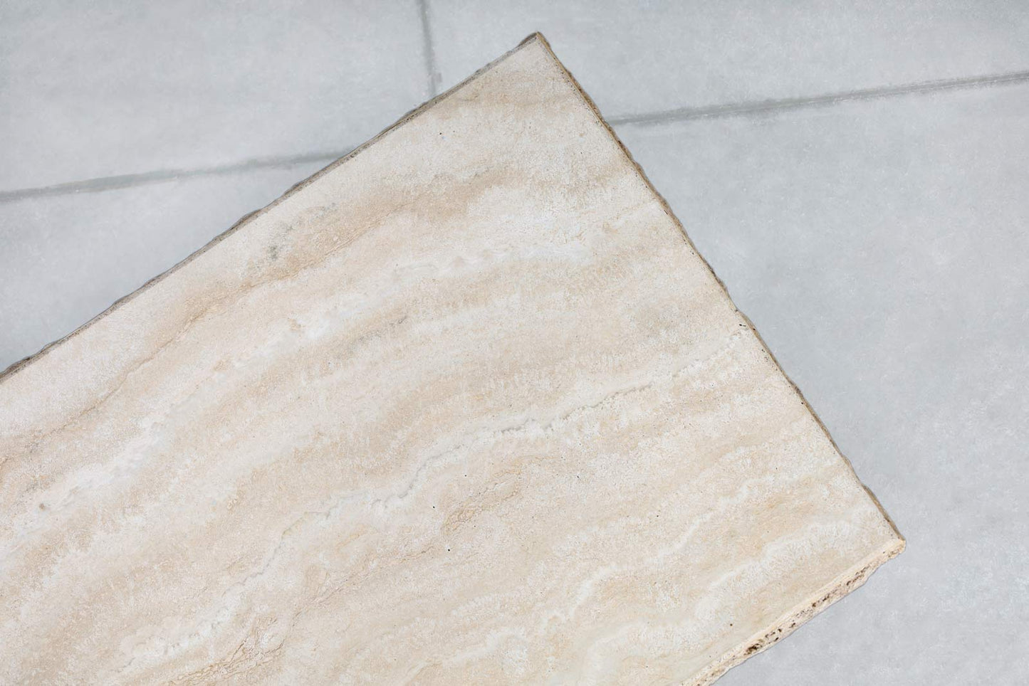Italian Modernist Live Edge Travertine Coffee Table by Stone International