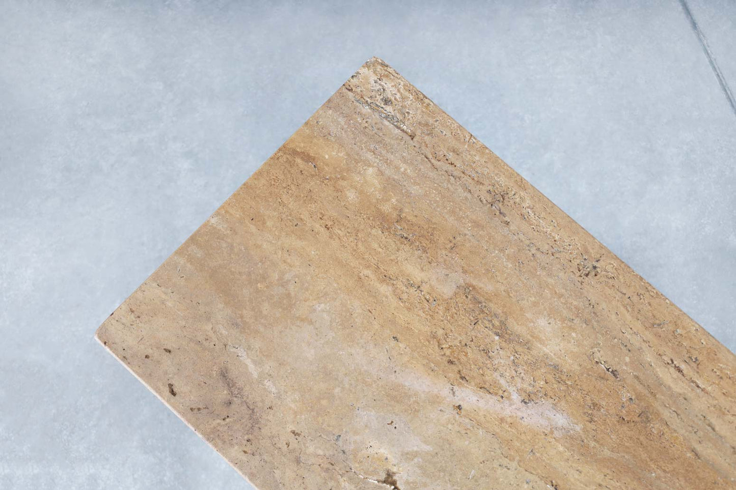 Monumental Italian Travertine Console Table, 2 Available