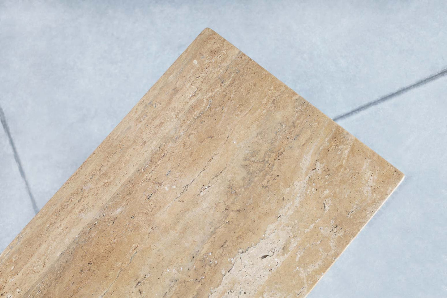 Monumental Italian Travertine Console Table, 2 Available