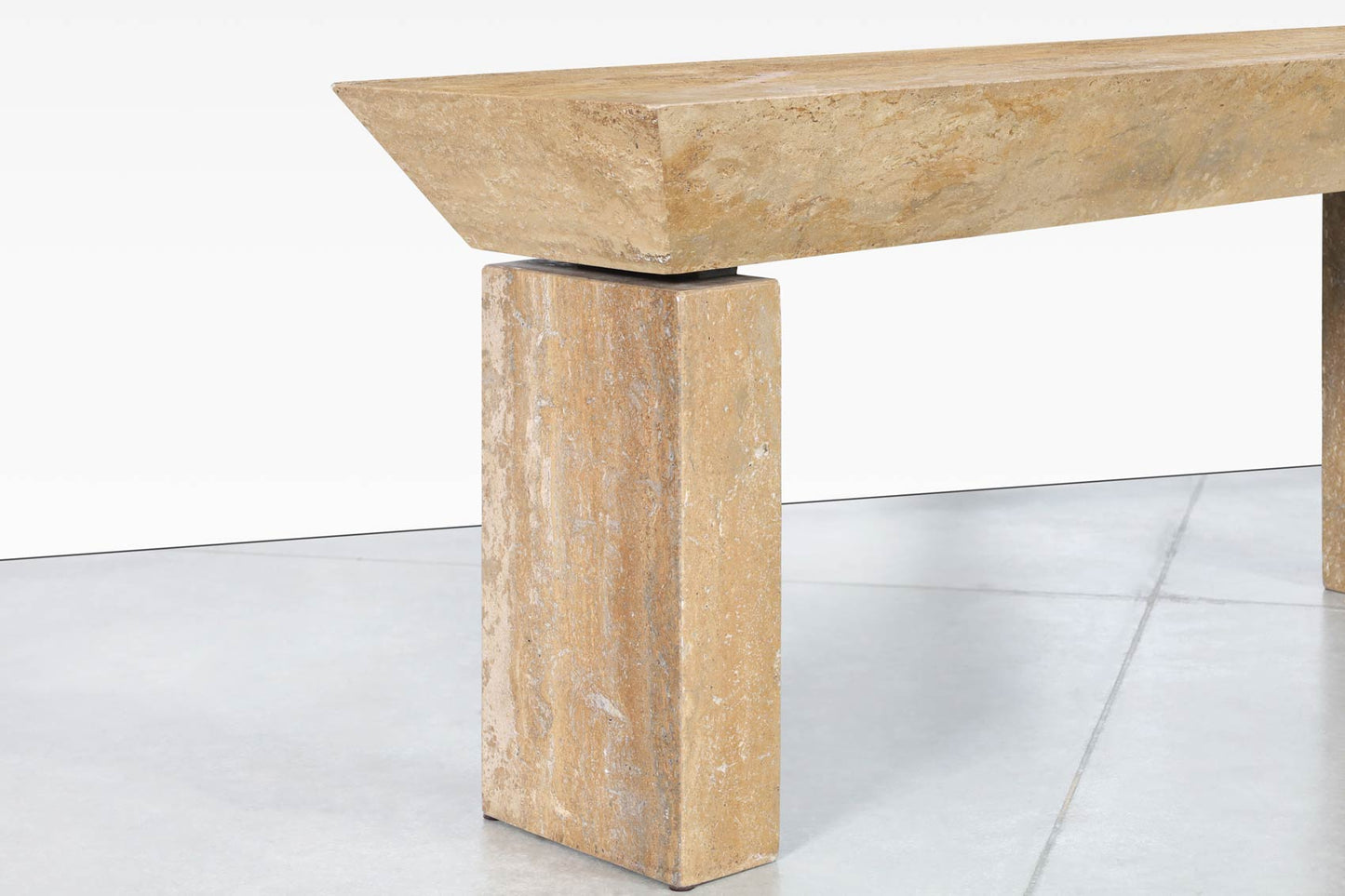 Monumental Italian Travertine Console Table, 2 Available