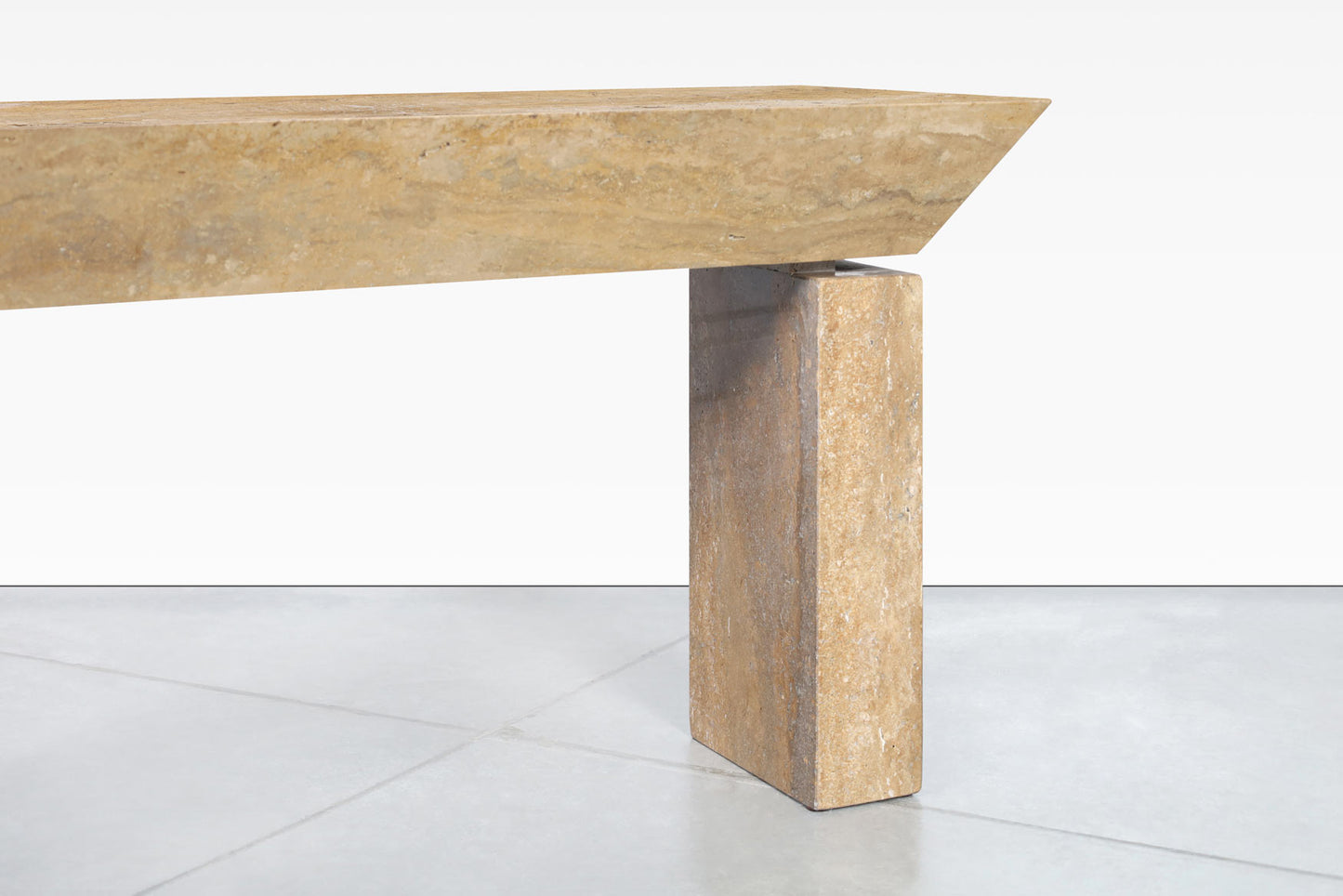 Monumental Italian Travertine Console Table, 2 Available