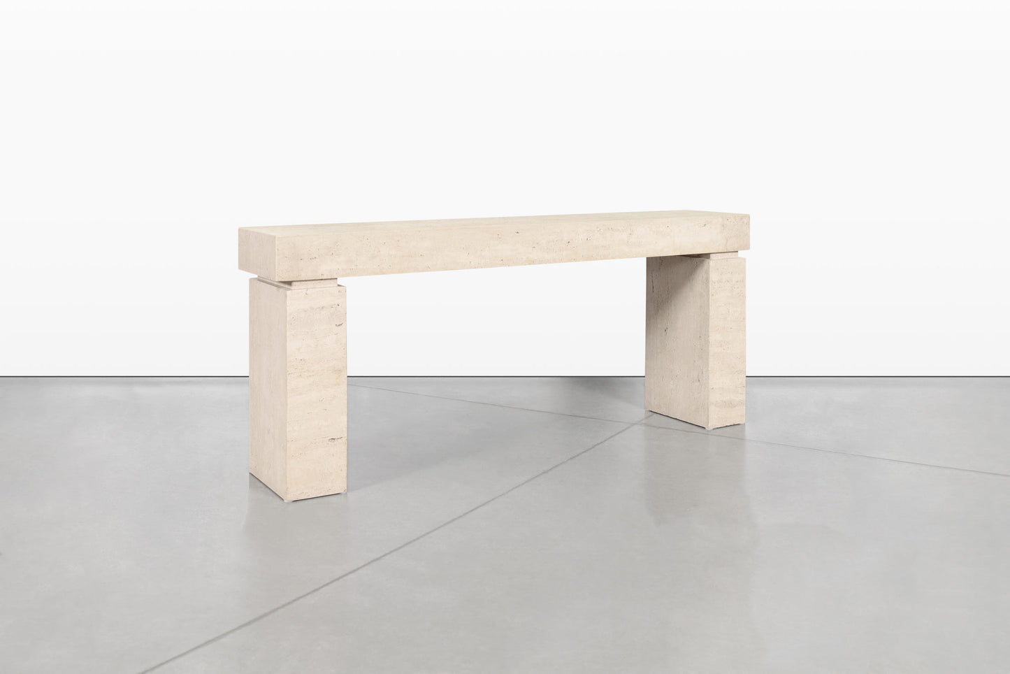 Italian Modernist Travertine Console Table