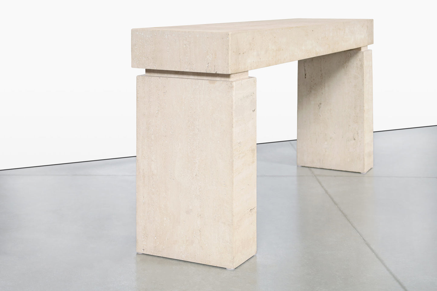 Italian Modernist Travertine Console Table