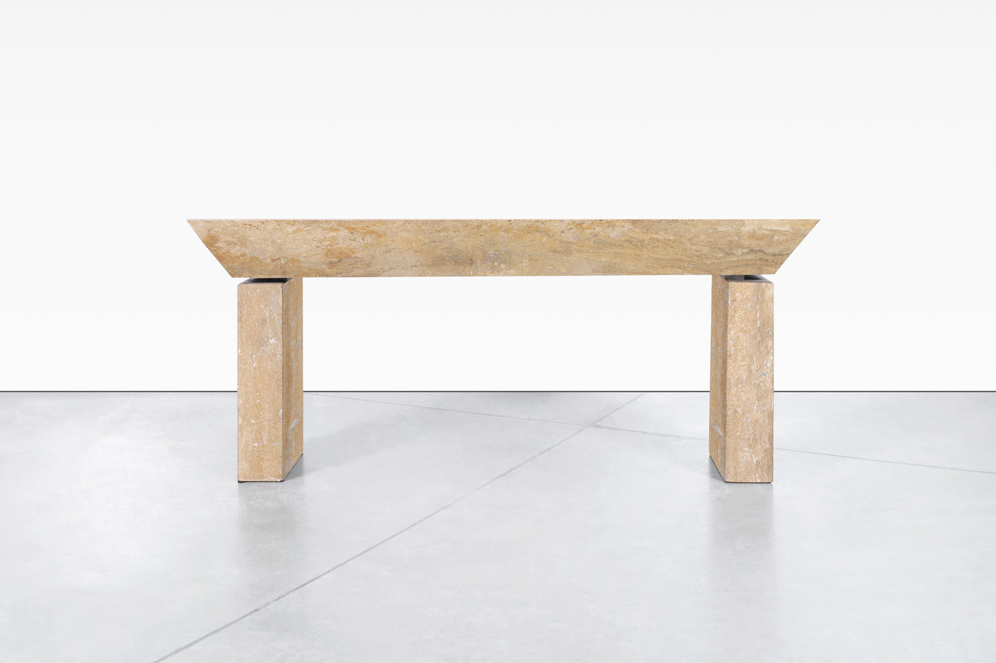 Monumental Italian Travertine Console Table, 2 Available