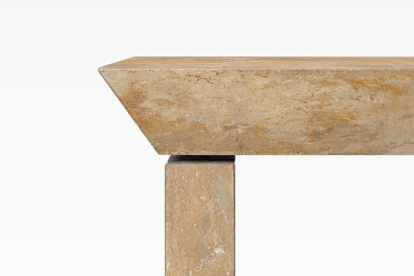 Monumental Italian Travertine Console Table, 2 Available