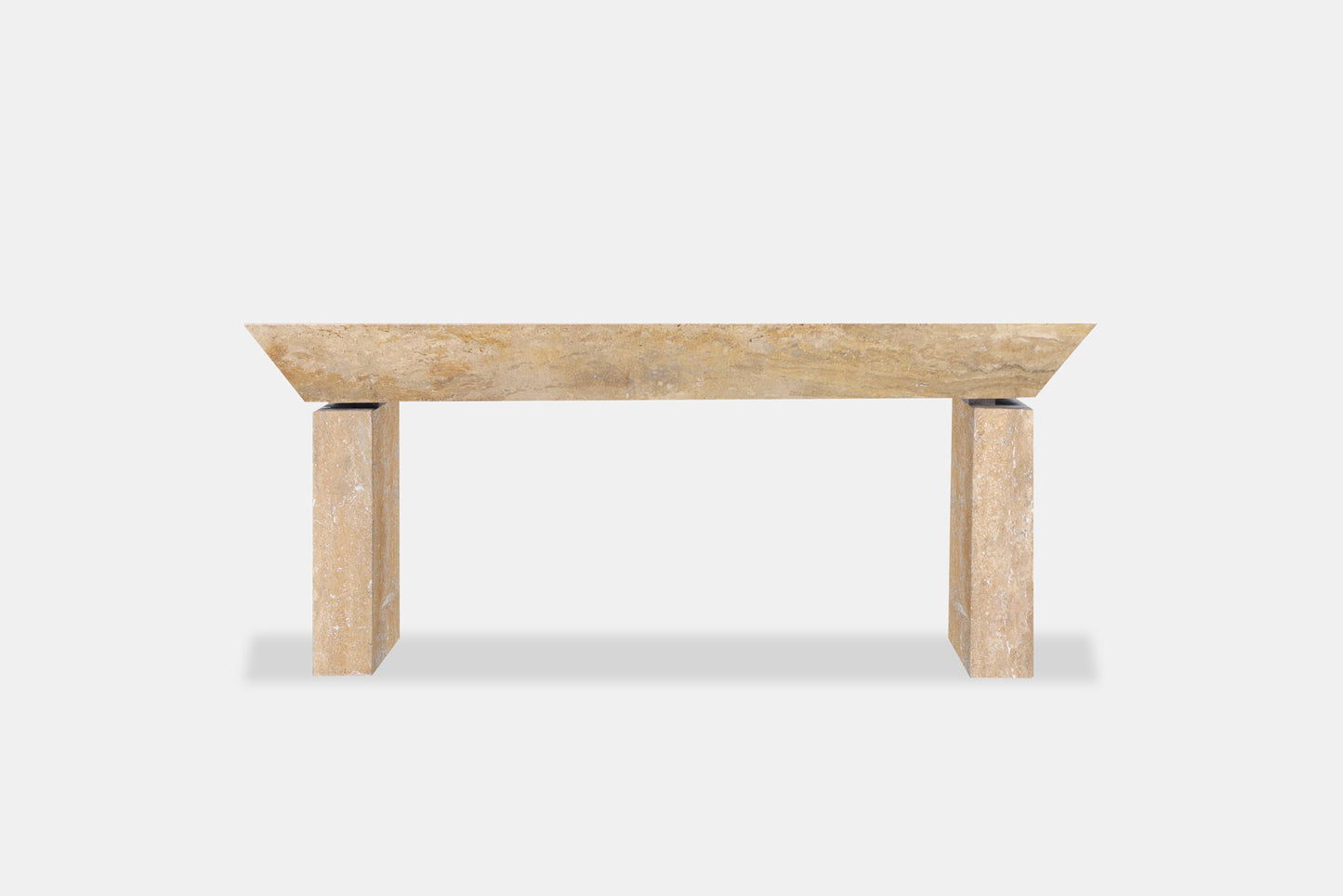 Monumental Italian Travertine Console Table, 2 Available