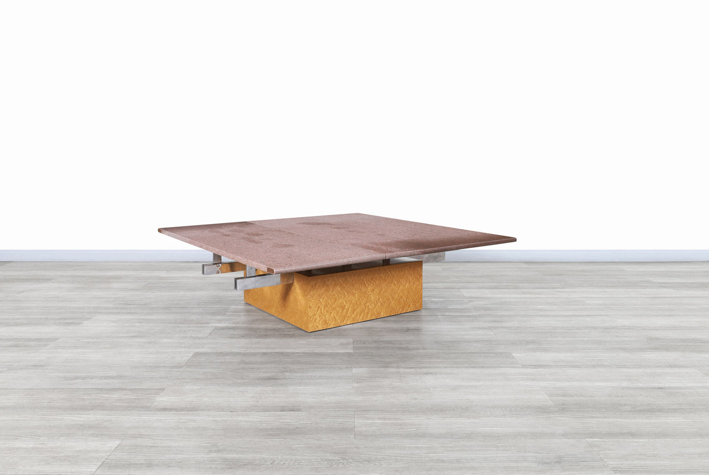 Vintage Italian Adjustable Maple and Granite Coffee Table by Giovanni Offredi for Saporiti
