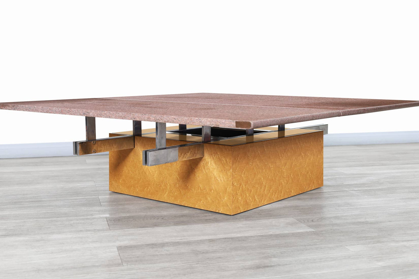 Vintage Italian Adjustable Maple and Granite Coffee Table by Giovanni Offredi for Saporiti