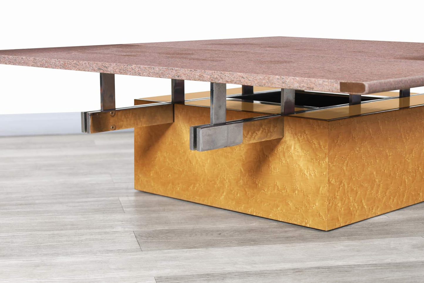 Vintage Italian Adjustable Maple and Granite Coffee Table by Giovanni Offredi for Saporiti
