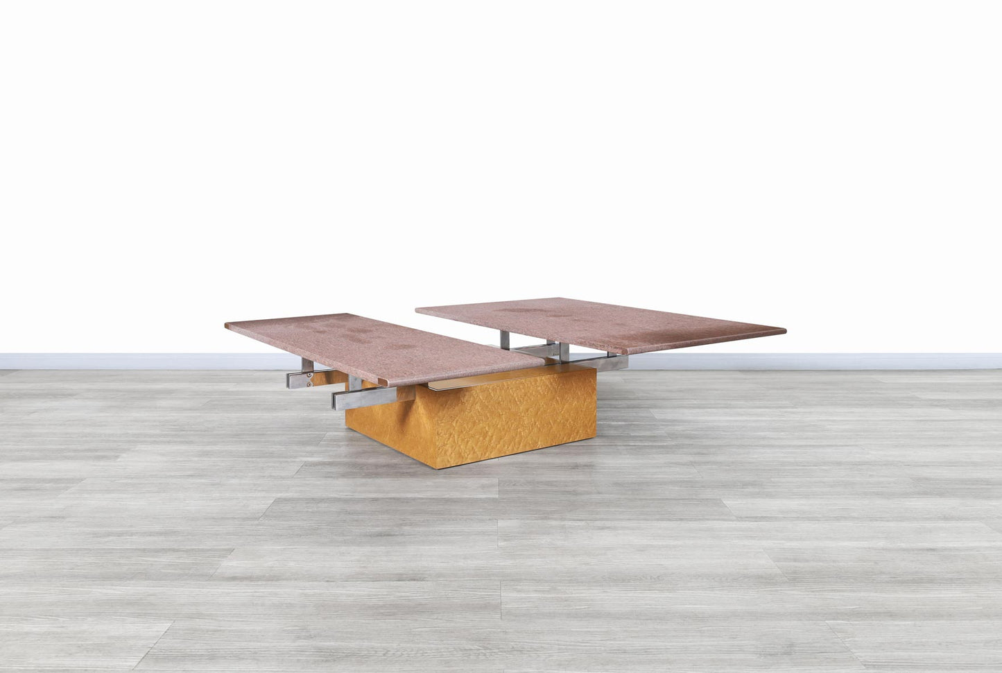 Vintage Italian Adjustable Maple and Granite Coffee Table by Giovanni Offredi for Saporiti