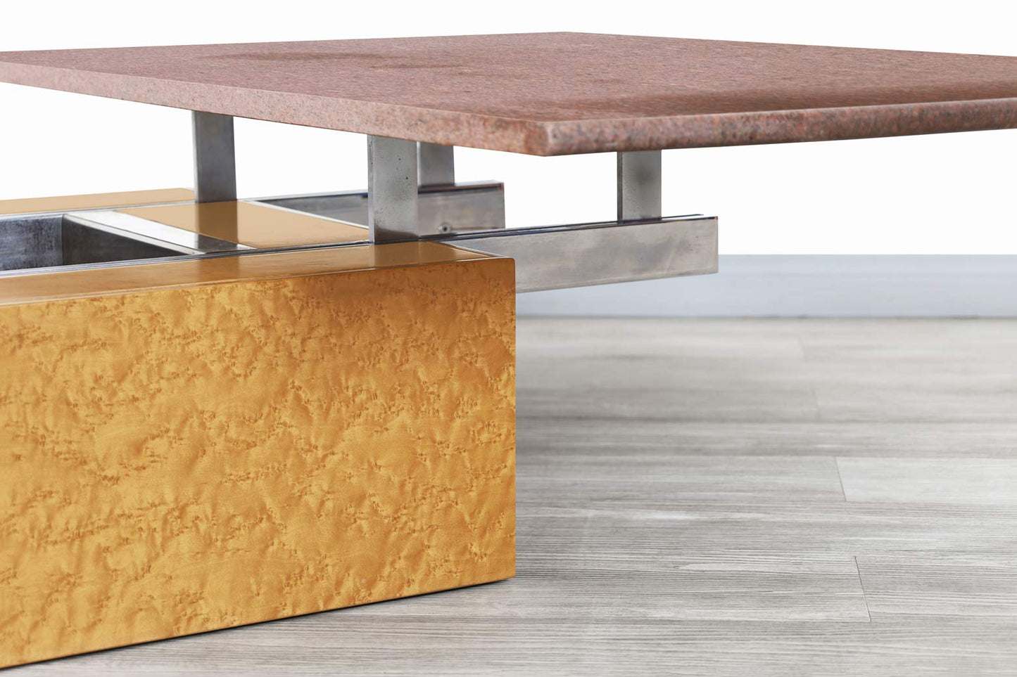 Vintage Italian Adjustable Maple and Granite Coffee Table by Giovanni Offredi for Saporiti